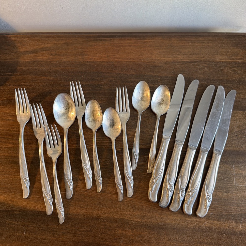 Lot of 15 Rogers Bros Reinforced Plate IS Silverplate Exquisite Pattern